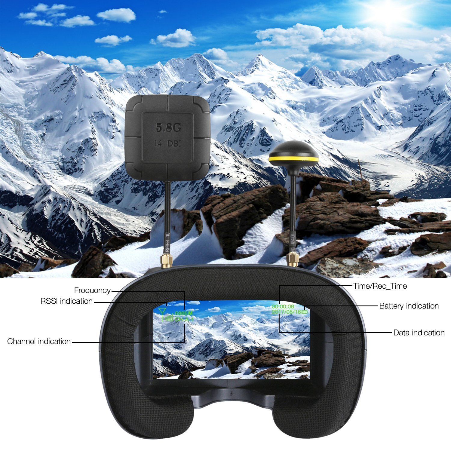 008D 5,8G 40CH 4,3 дюйма 800*4 – обзор и цена Skyzone Cobra X V2 Fpv Goggles